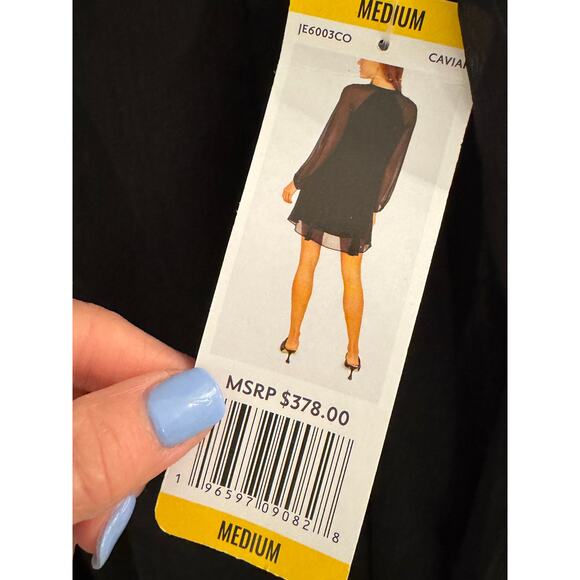 Joie Little Black Dress M Sheer Balloon Sleeves Short Classic Dark Romantic LBD - Picture 10 of 13